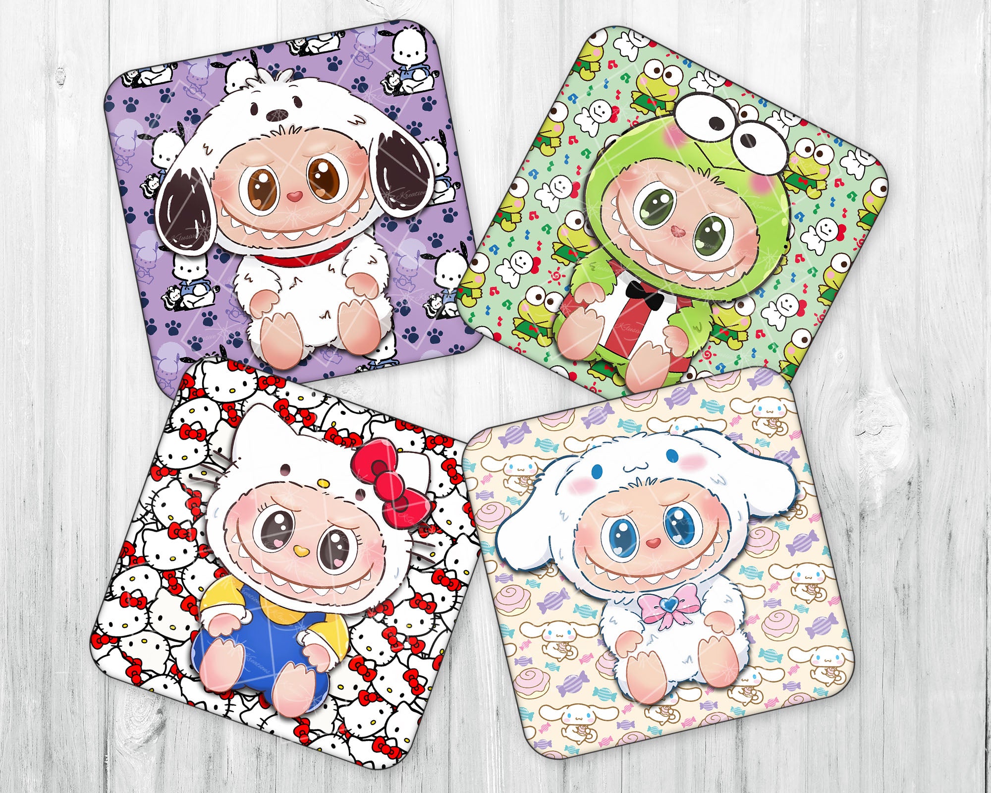 Drink Coaster Set • Labubu x Sanrio 1 • Set of 4