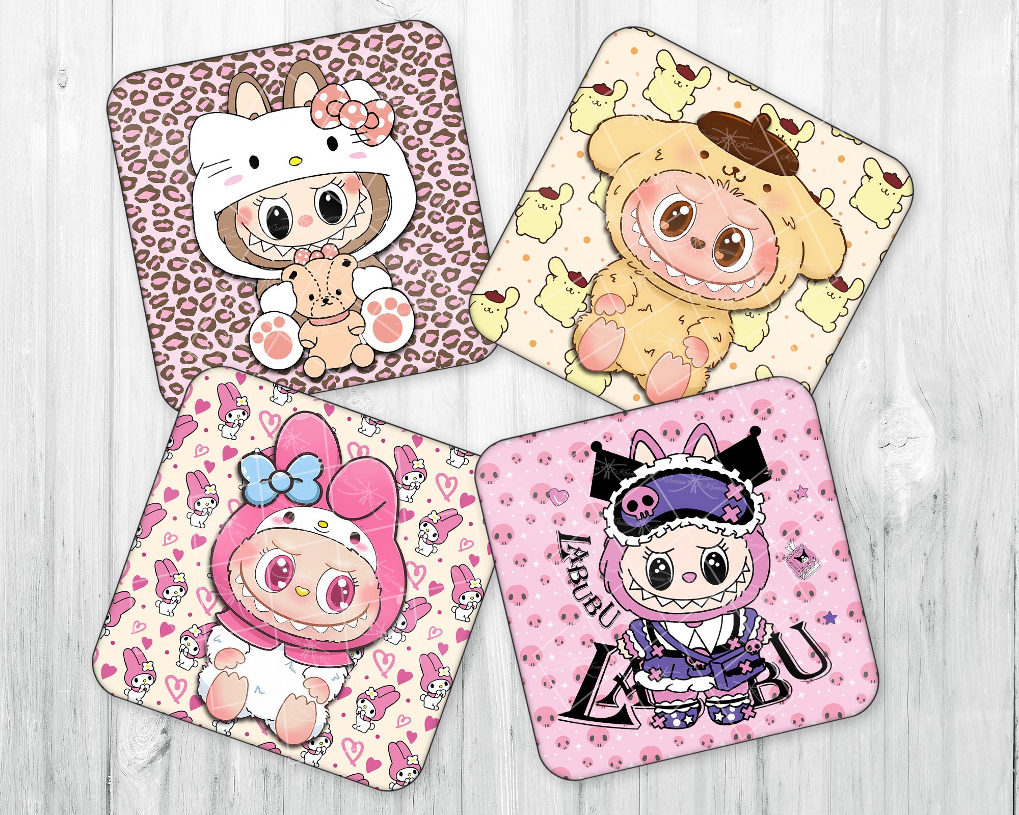 Drink Coaster Set • Labubu x Sanrio 2 • Set of 4