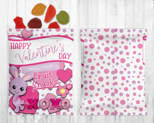 Valentine's Fruit Snacks Treat Wrappers •  Bunny Love